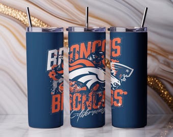 Broncos Tumbler Wrap / Design sportivo / 20 oz dritto/conico sublimazione PNG
