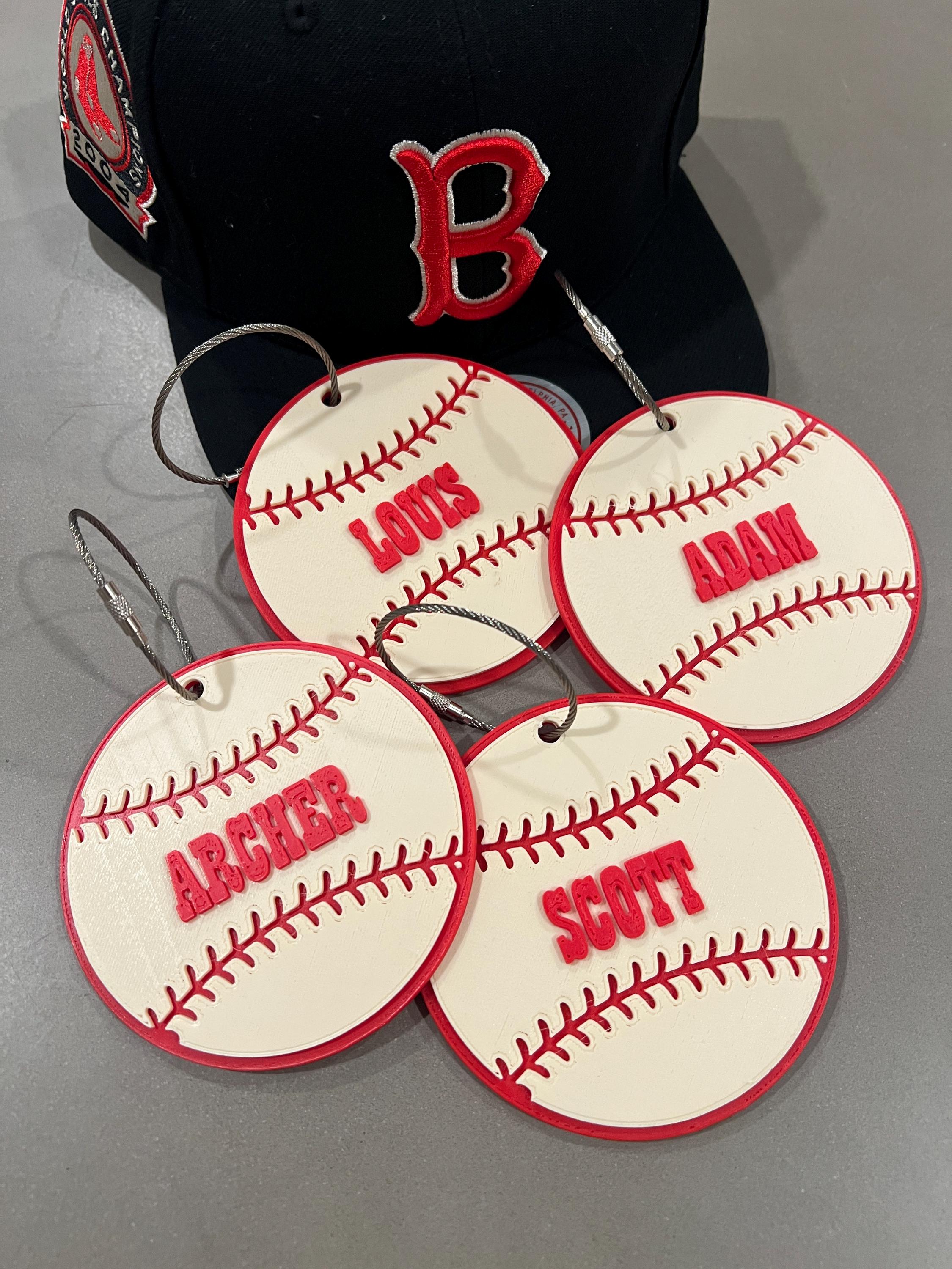3D Printed Baseball Name Tag | Personalized Baseball Bag Tag | Custom ...