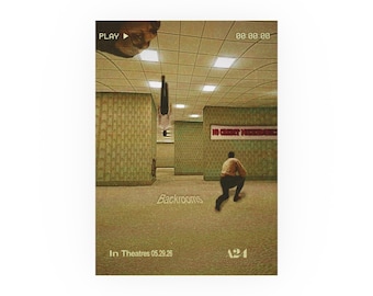 Backrooms Movie Poster Matte Vertical Poster | 1980s Found-Footage Horror Aesthetic
