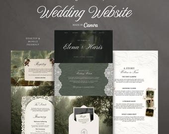 Vintage Wedding Website Canva Template Customizable Old Money Website Classic Aesthetic Digital Download