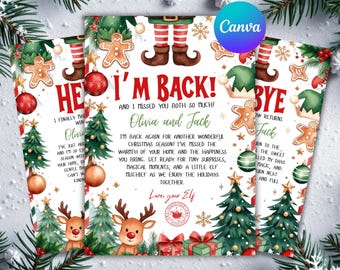 Elf Arrival Letter Set, First time Elf Arrival Letter, Elf Goodbye Letter, Elf Hello Christmas Letter, Christmas Elf Arrival Canva Editable