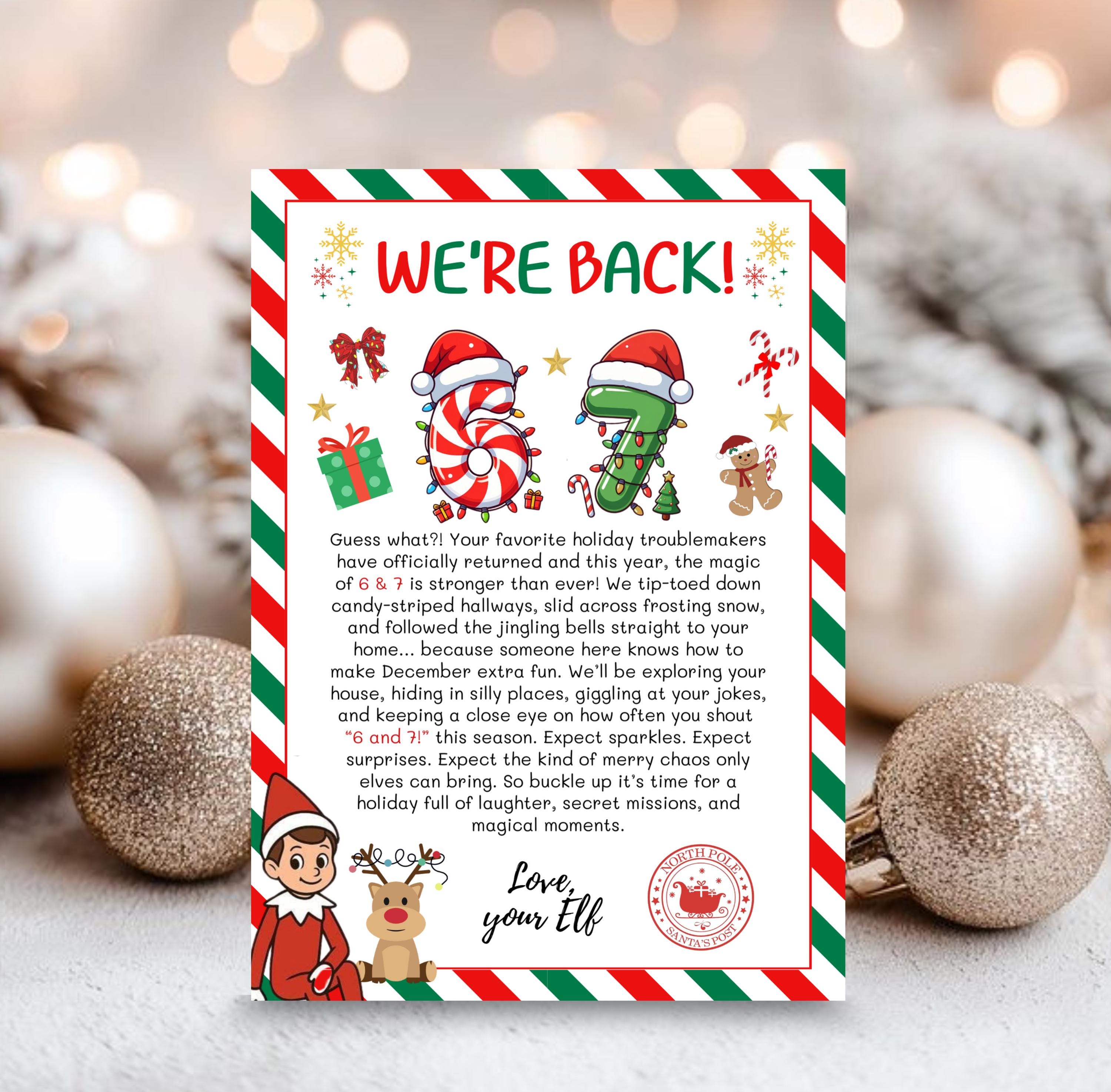 67 Elf Arrival Letter, Six Seven Trending Meme, I'm Back Elves Letter ...