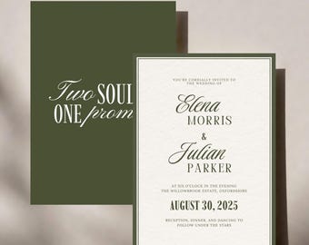 Oud geld olijfgroene bruiloft uitnodigingssuite, elegante monogram bruiloft uitnodigingssuite, luxe bruiloft briefpapier, digitale afdrukbare