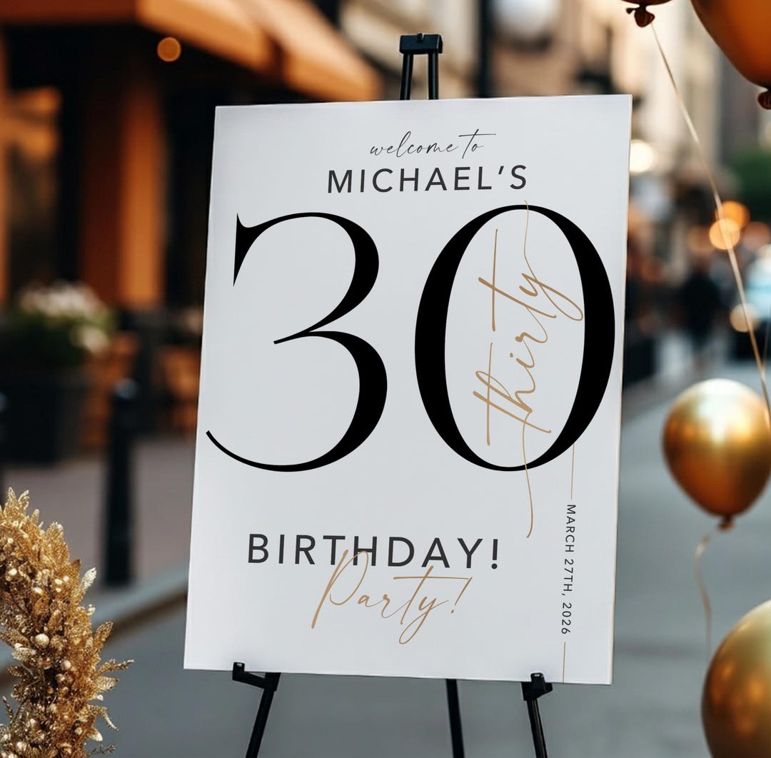 30th Birthday Welcome Sign Template, Welcome Sign for Men or Women ...