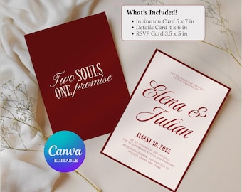 Old Money Wedding Invitation Suite  Template Timeless Wedding Invite Classic Elegant Red and Cream Vintage Wedding Invite | Digital Download