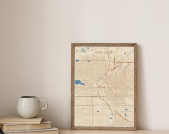 Vintage Denver City Map Print | Minimalist Home Decor (Digital Download)
