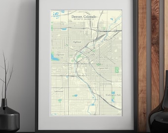 Denver Map Print | Minimalist City Map | Colorado Wall Art | Digital Download | Modern Home Decor