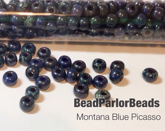 Montana Blue Miyuki Picasso Glass Seed Beads - BP-4516 - Size 6/0 - 28 grams