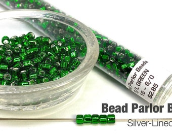 Silver-Lined Green Japanese Glass Seed Beads - BP-16 - Size 6/0 - 28 grams
