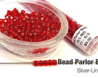 Silver-Lined Red Japanese Glass Seed Beads - BP-11 - Size 11/0 - 28 grams
