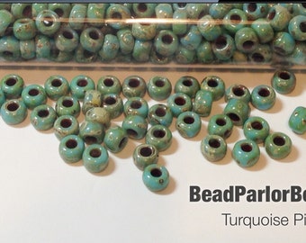 Turquoise Miyuki Picasso Glass Seed Beads - BP-4514 - Size 6/0 - 28 grams