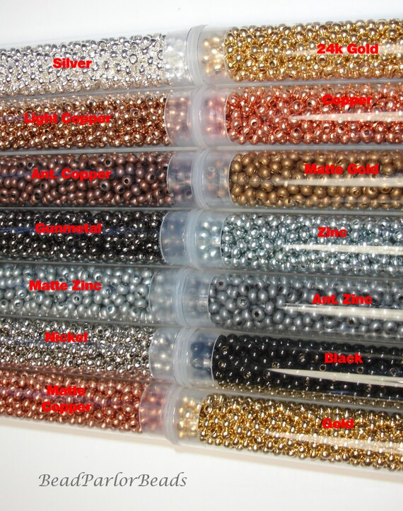 8/0 Metal Seed Beads - Matte Zinc Plate 