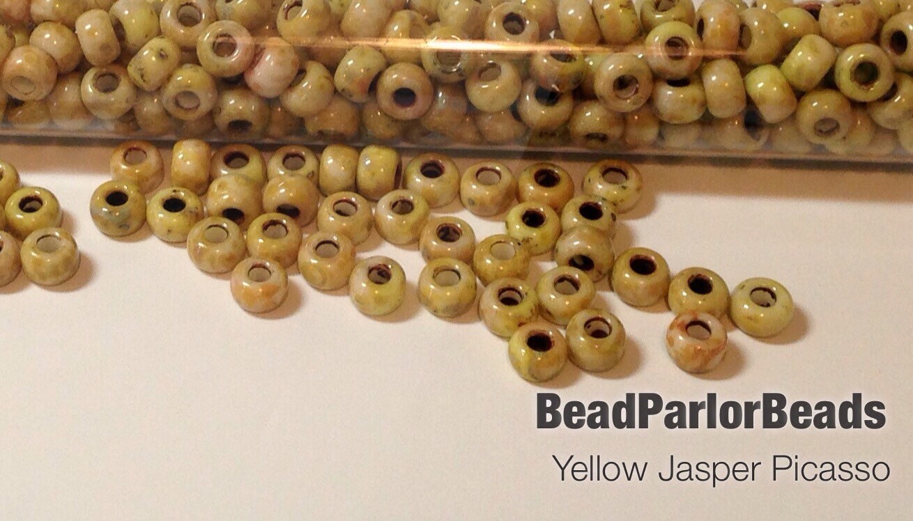 Yellow Jasper Miyuki Picasso Glass Seed Beads - BP-4512 - Size 6/0 - …