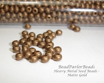 Matte Gold Plated Metal Seed Beads - Size 8/0 - 50 grams