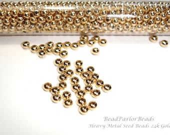 24K Gold Plated Metal Seed Beads - Size 8/0 - 50 grams