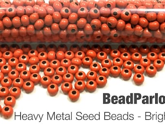 Bright Orange Plated Metal Seed Beads - Size 8/0 - 50 grams (please see * notes)