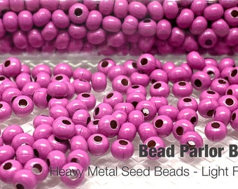 LIGHT FUCHSIA (PINK) Heavy Metal Plated Metal Seed Beads Size