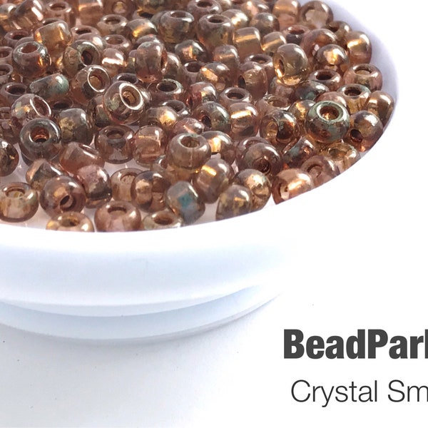 Crystal Smokey Topaz Miyuki Picasso Glass Seed Beads - BP-4505 - Size 6/0 - 28 grams