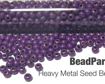 Violet Plated Metal Seed Beads - Size 6/0 - 39 grams