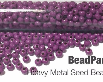 Fuchsia Plated Metal Seed Beads - Size 6/0 - 39 grams