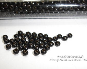 Black Plated Metal Seed Beads - Size 6/0 - 39 grams