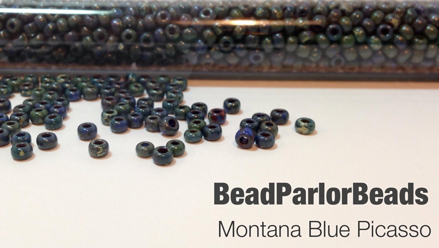 Montana Blue Miyuki Picasso Glass Seed Beads - BP-4516 Montana Blue Miyuki Picasso Glass Seed Beads - BP-4516