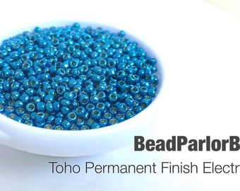 Toho PermaFinish Electric Blue Glass Seed Beads - BP-P495D (Toho PF583) Size 8/0 - 28 grams