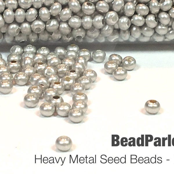 Matte Silver Plated Metal Seed Beads - Size 6/0 - 39 grams