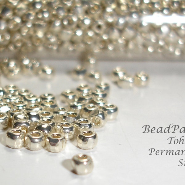 TOHO Permanent Finish SILVER Glass Seed Beads - BP-P470 (Toho PF558) Size 8/0  3-cut - 28 grams