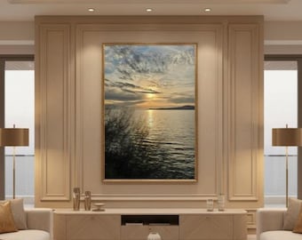 Golden Hour Sunset Seascape Photography, Meditarrenean susnet, Coastal Wall Art (Digital Download)