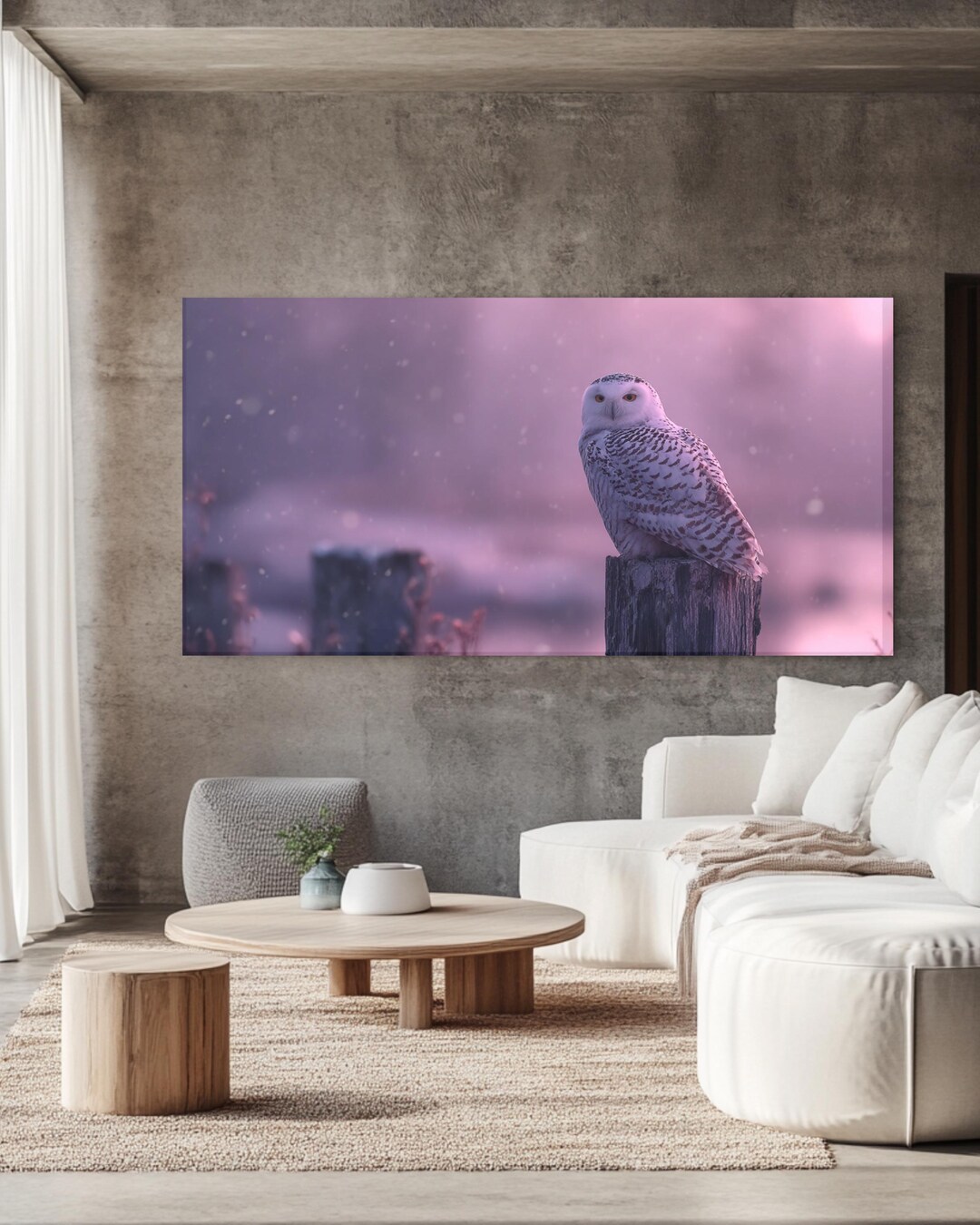 Snowy Owl Winter Wall Art Canvas Print, Misty Dawn Wildlife Print ...
