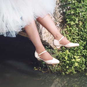 Blanche Bridal Summer Shoe, The Romantic Cream Low Heeled Vintage Inspired Wedding Kitten Heel