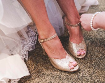 Gold Wedding bridal shoes / high heel bridal sandals / vegan bridal shoes / high heel open toe / gold heels