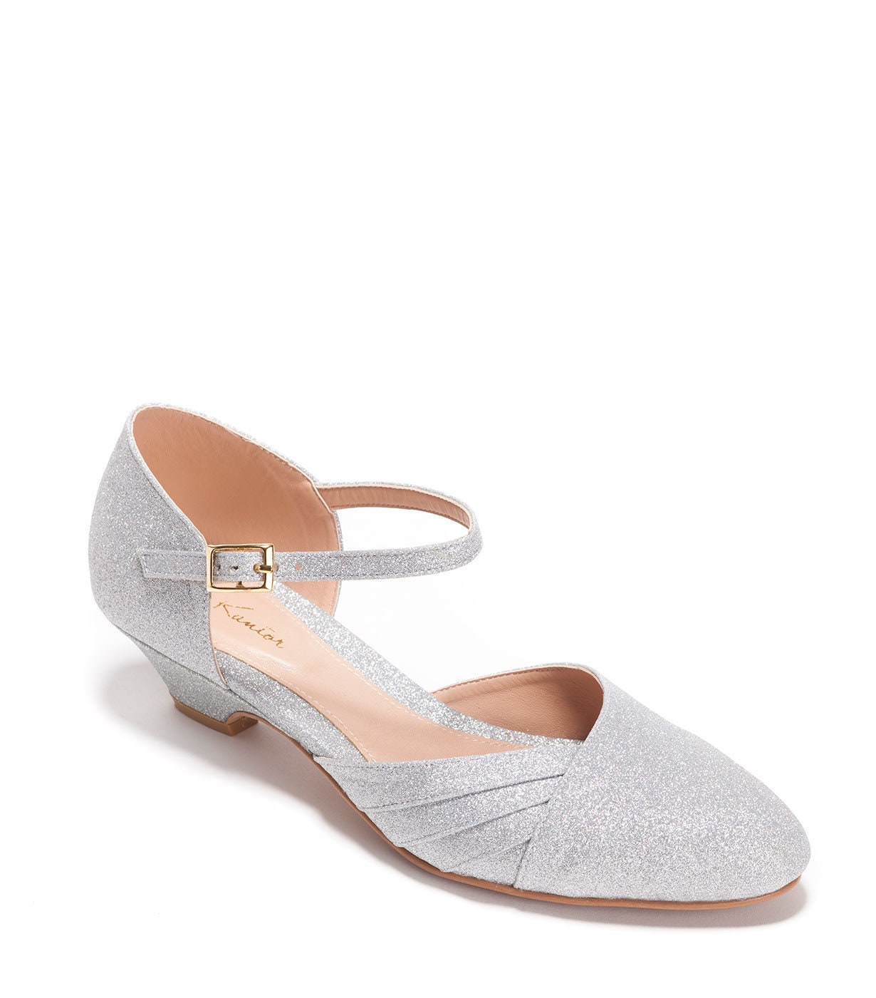 Glamorous Silver Mary Jane Shoes For Women, Faux Pearl Decor Flats