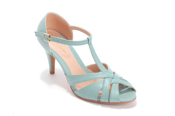 light blue strappy heels