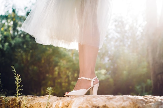 Adina Vegan Bridal Shoes Cream High Heel Wedding Sandal With Etsy