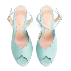 Adina Vegan Bridal Shoes Light Blue High Heel Wedding Sandal - Etsy