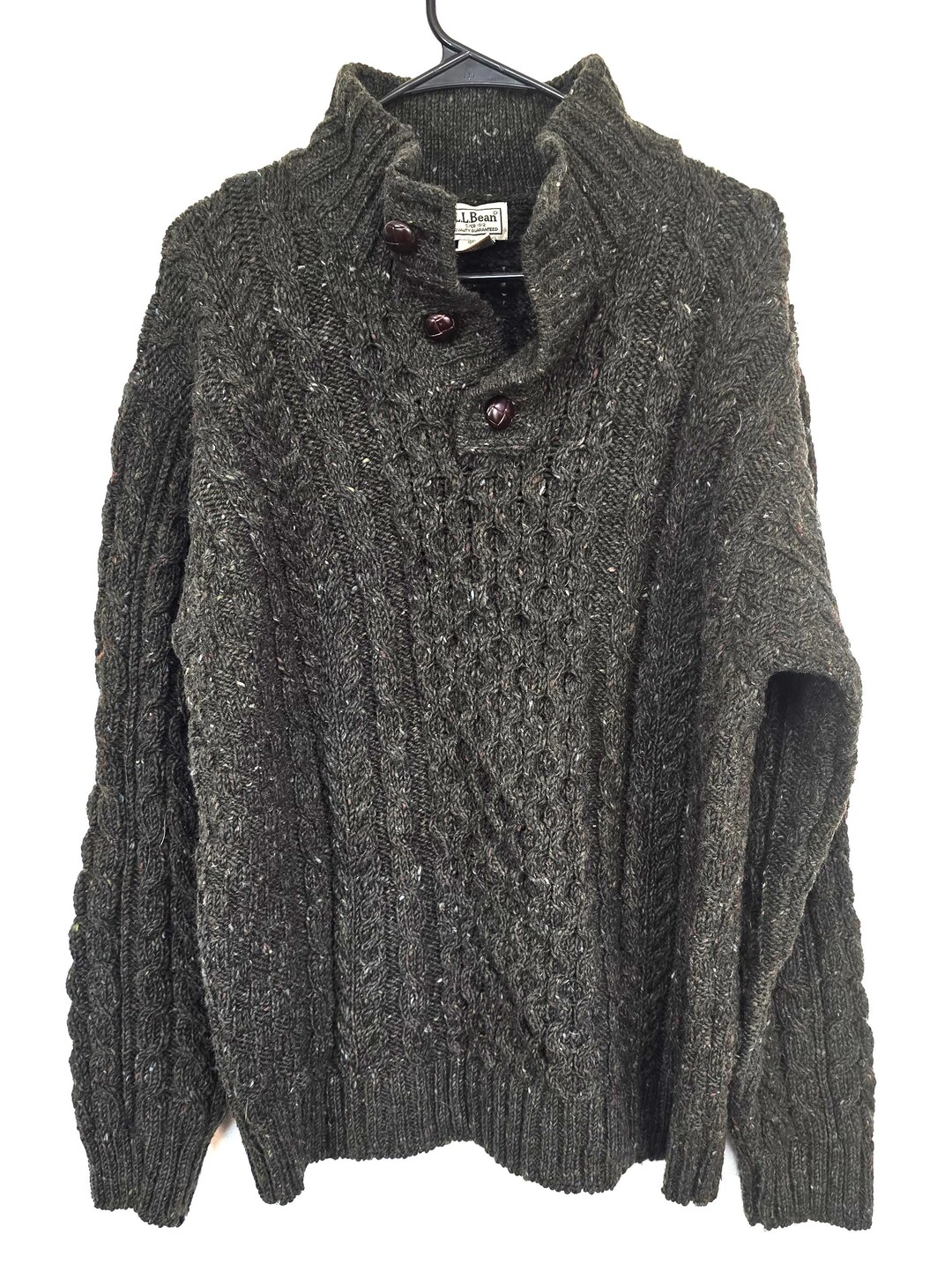 Vintage LL BEAN Heavy Wool Cable Knit Men's L REG Sweater. Made in ...