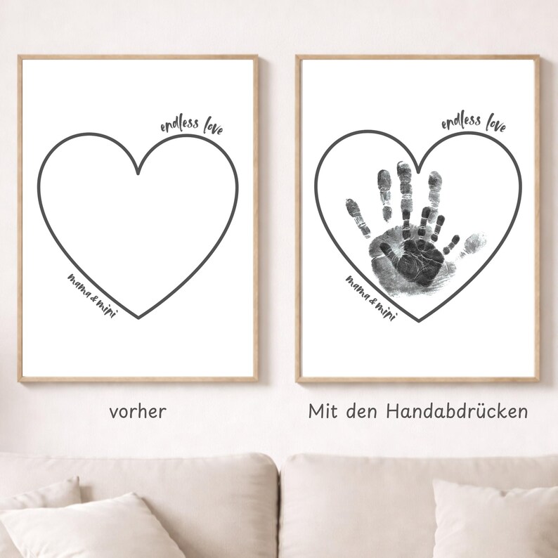 Personalized Handprint Poster Mother Child Heart, Personalized Mother's ...