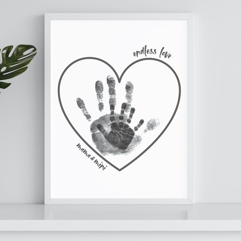 Personalized Handprint Poster Mother Child Heart, Personalized Mother's ...