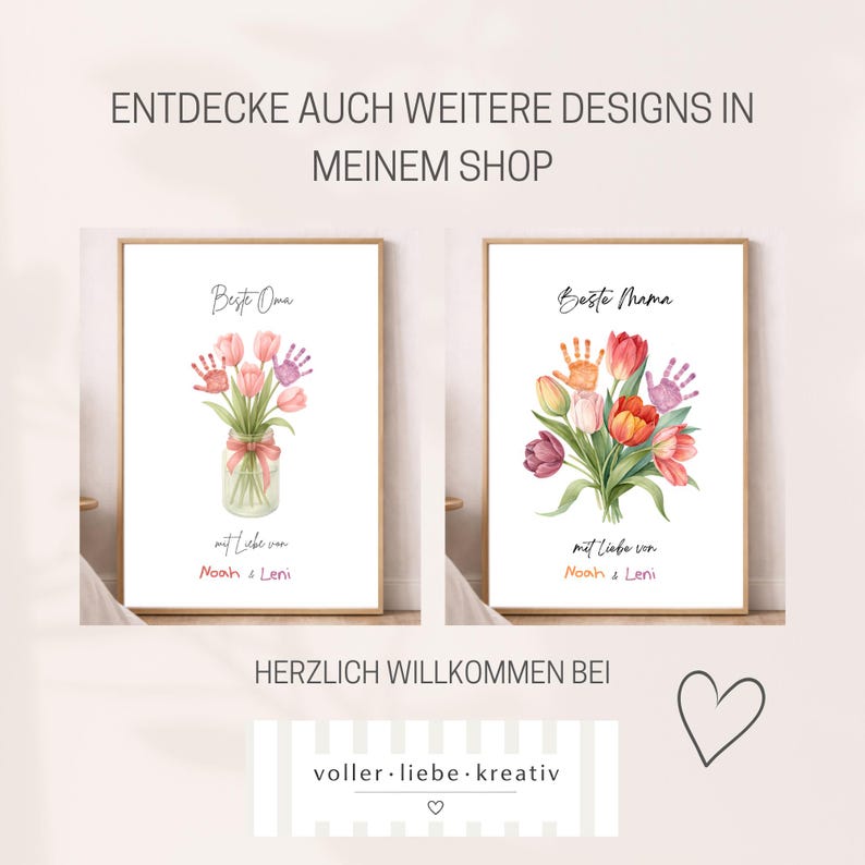 Personalized Handprint Poster Mother Child Heart, Personalized Mother's ...