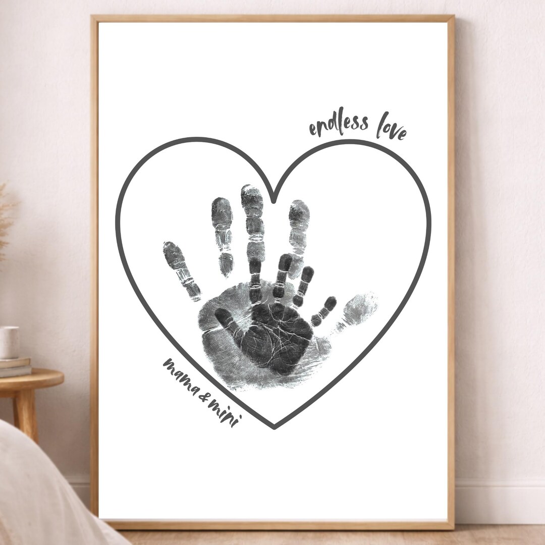 Personalized Handprint Poster Mother Child Heart, Personalized Mother's ...