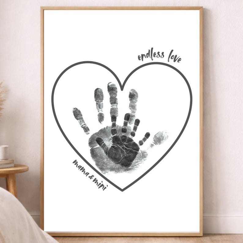 Personalized Handprint Poster Mother Child Heart, Personalized Mother's ...