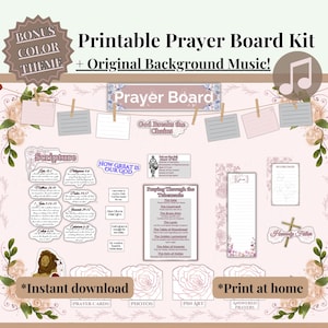 Printable Prayer Board Kit, Instrumental Music, Bible Study Tool, Fasting Tracker, Prayer Guide