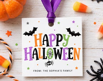 Printable Happy Halloween Gift Tag | Halloween Treat Tag | Halloween Party Favor | Spooky Gift Tag | Candy Bag Tag | Classroom Halloween Tag