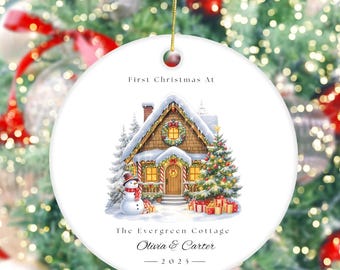 First Christmas in Our New Home Ornament PNG | House Address Ornament | Our 1st Home 2026 Ornament | Digital Download Round Ornament File