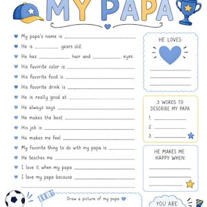 パパについて知ろうアクティビティシート｜父の日アンケート｜穴埋め式インタビューPDF｜子供向け教室アクティビティ｜パパへのプレゼント