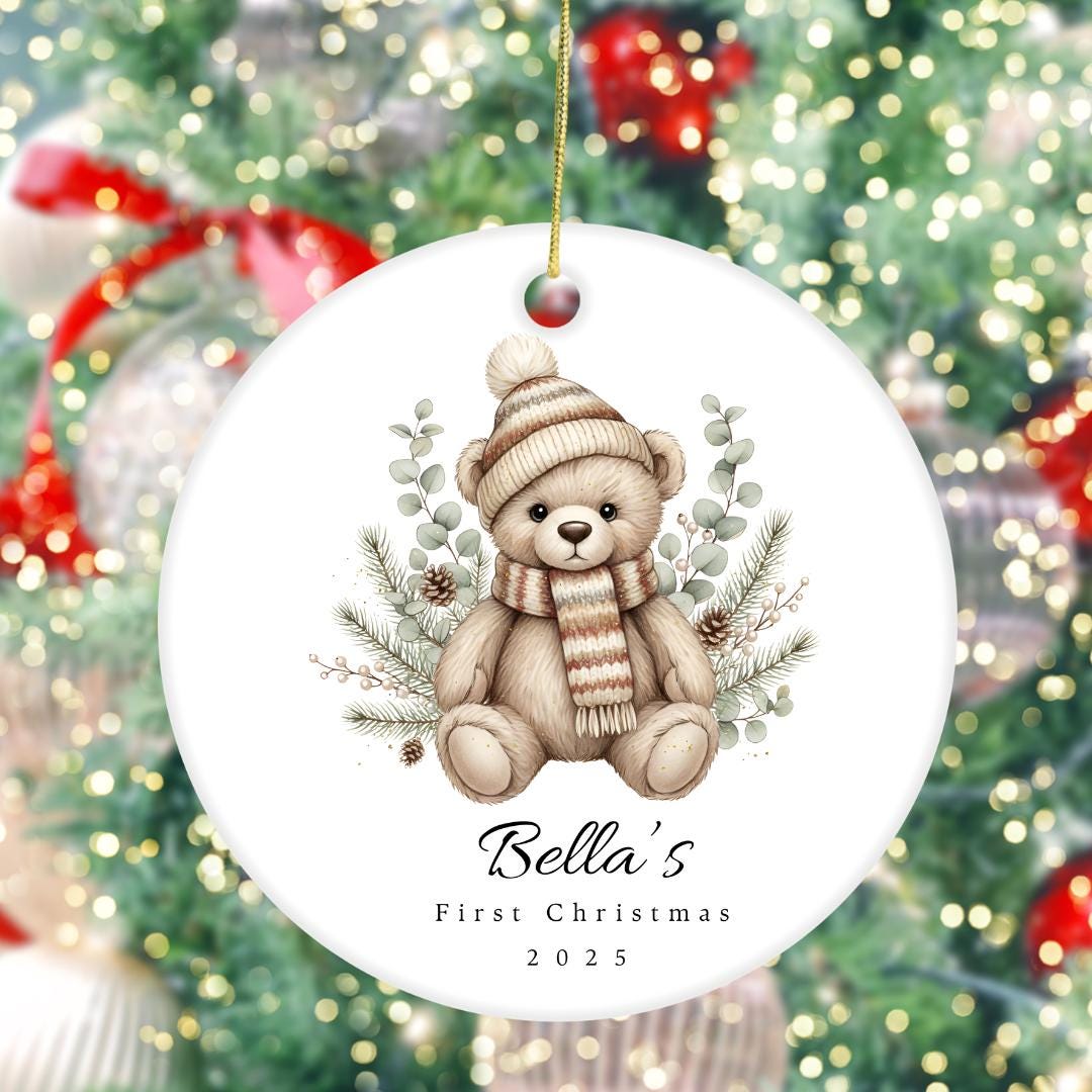 Teddy Bear Christmas Ornament PNG | Baby First Xmas Ornament PNG ...