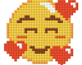 Smile with Hearts Emoji Pattern for Cross-stitch/Crochet/Beading/Knitting