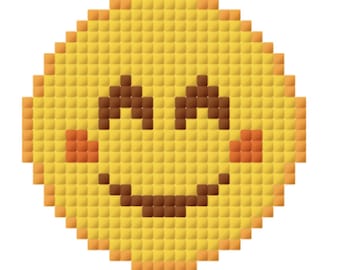 Smile with Rosy Cheeks Emoji Pattern for Cross-stitch/Crochet/Beading/Knitting